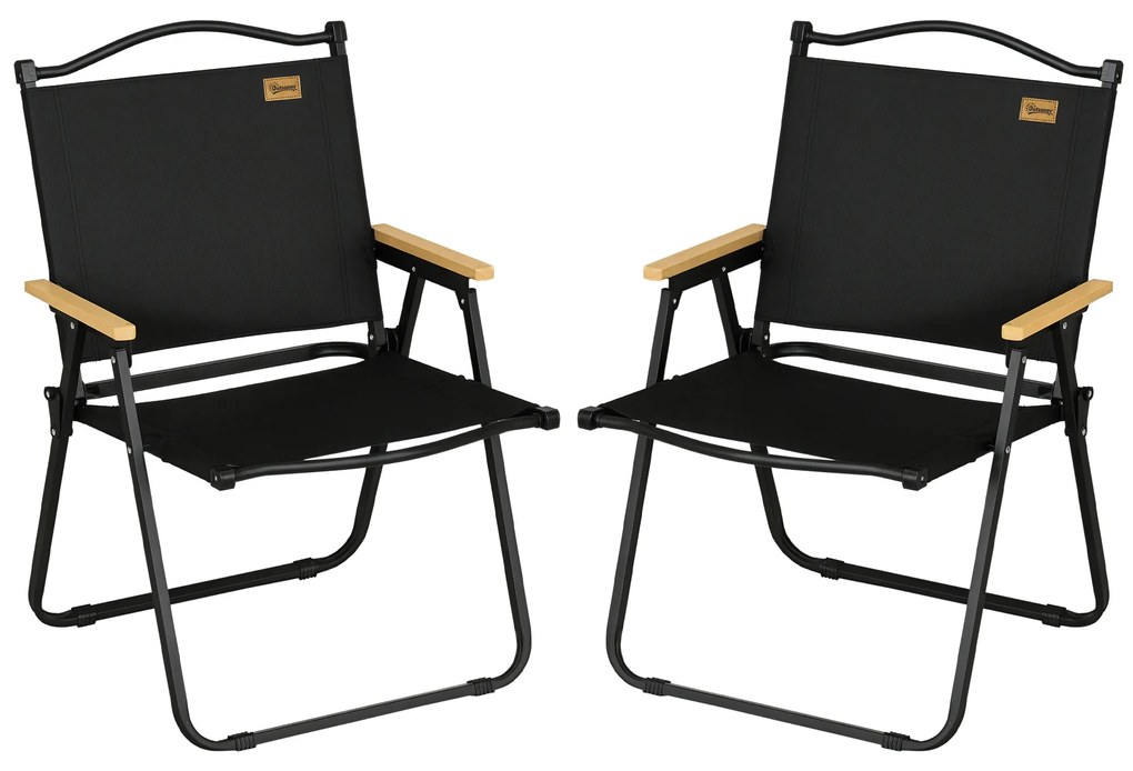 Outsunny Set 2 Scaune de Camping și Plajă Pliabile cu Cotiere, 54x59x78 cm, Negru | Aosom Romania