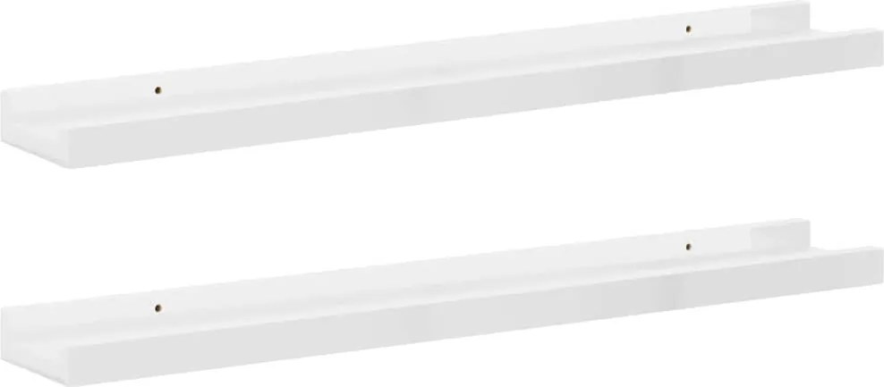 vidaXL Rafturi de perete, 2 buc., alb extralucios, 60x9x3 cm