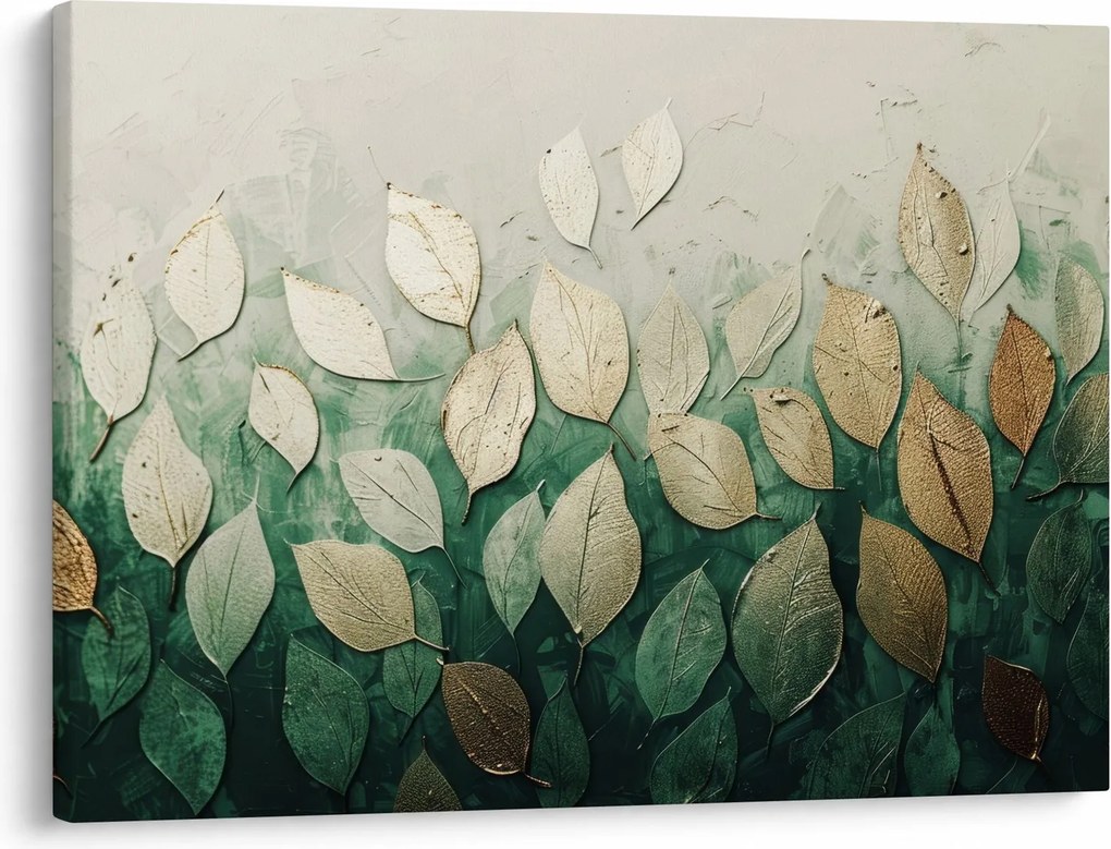Tablou - Frunze verzi-aurii (70x50 cm)