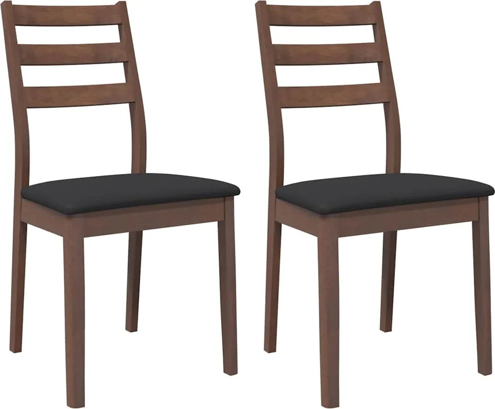 vidaXL Scaune sufragerie cu perne 2 buc. cauciuc din lemn masiv maro