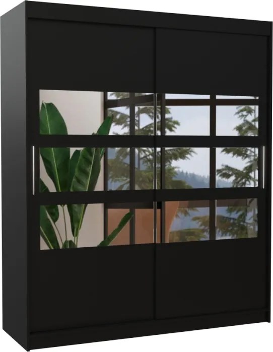 Dulap cu usi glisante si oglinda 180x215 cm, Toledo, ADRK Furniture (Culoare: Sonoma)