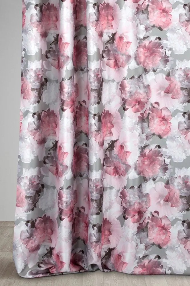 Draperie roz scurtă cu imprimeu de flori Lungime: 170 cm