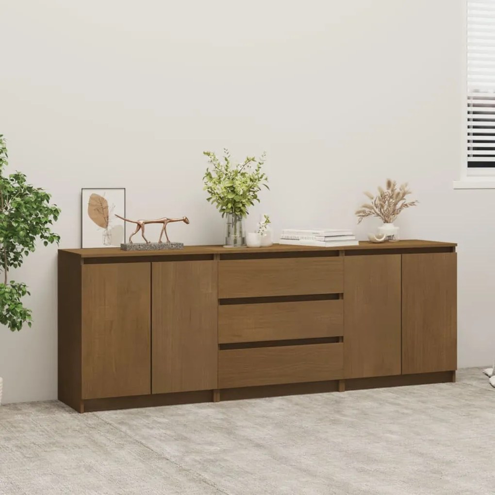 vidaXL Dulap lateral, maro miere, 180x36x65 cm, lemn masiv de pin