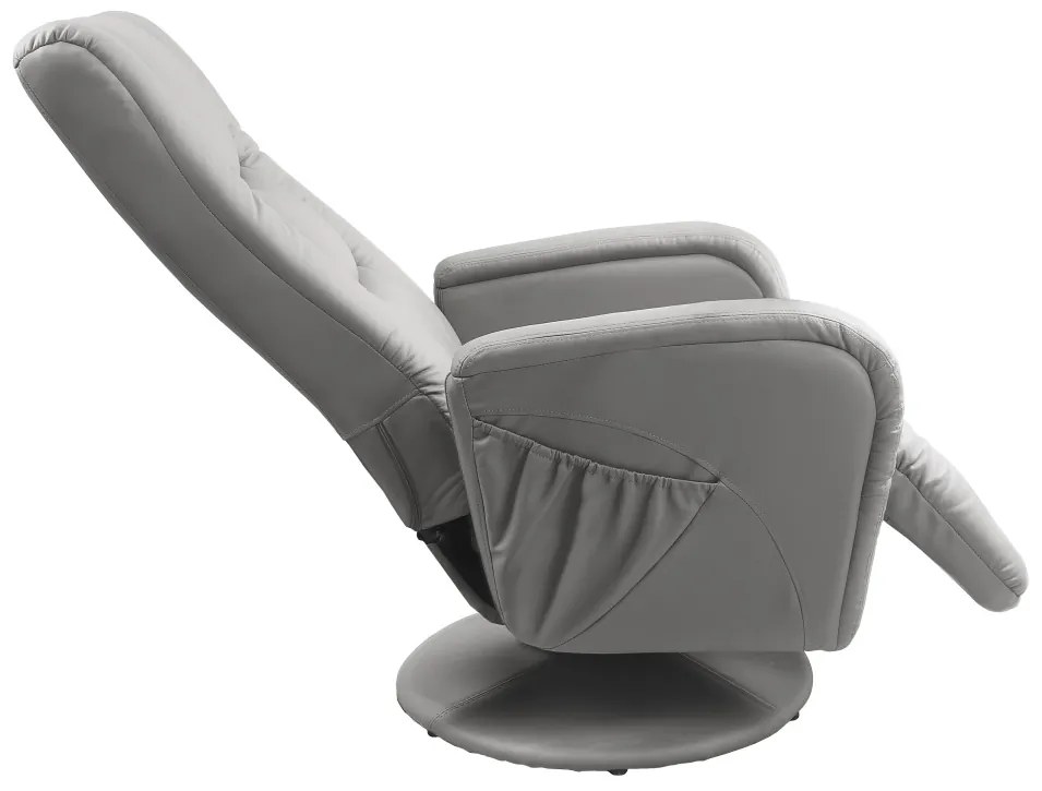 Fotoliu recliner cu functie de masaj Pulsar piele ecologica gri H106 cm