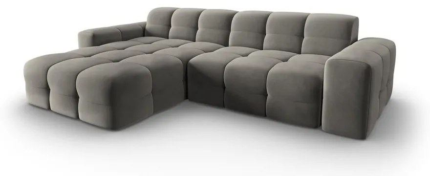 Colțar gri cu tapițerie din catifea (pe partea stângă) Kendal – Micadoni Home