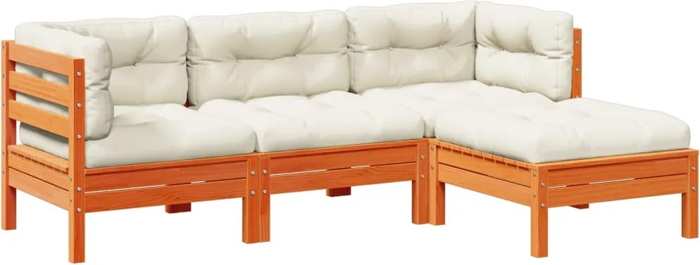 vidaXL Set canapele grădină cu perne, 4 piese, maro ceruit, lemn pin