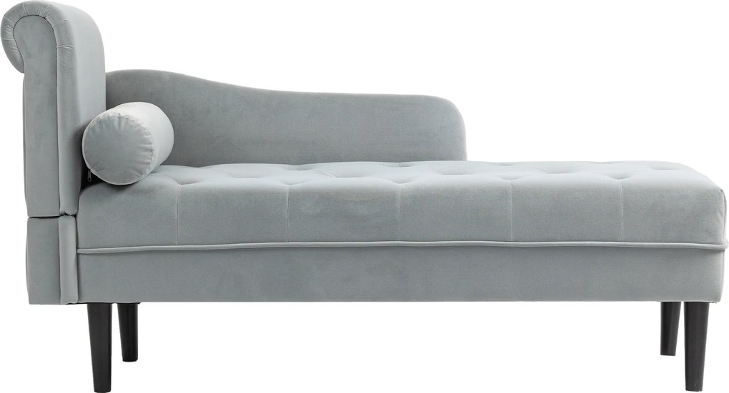 HOMCOM Canapea Chaise Longue cu tapițerie cu efect de catifea, gri | Aosom Romania