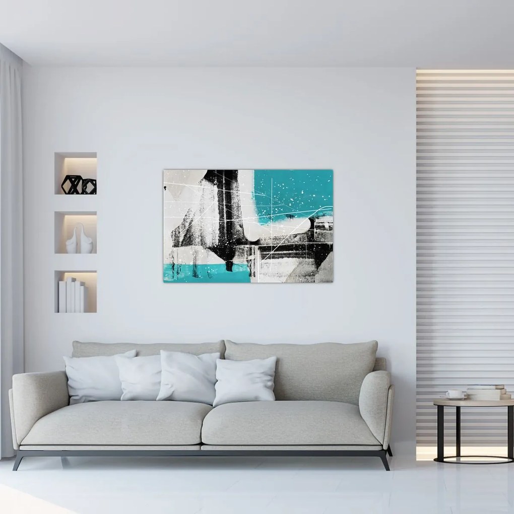 Tablou - Abstract turcoaz (90x60 cm)