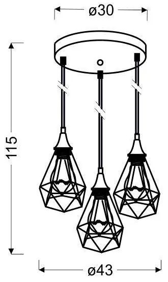 Lustră pe cablu GRAF 3xE27/60W/230V