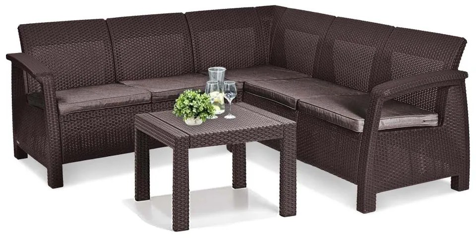 Canapea de colț relaxantă Corfu cu masă Rosario maro