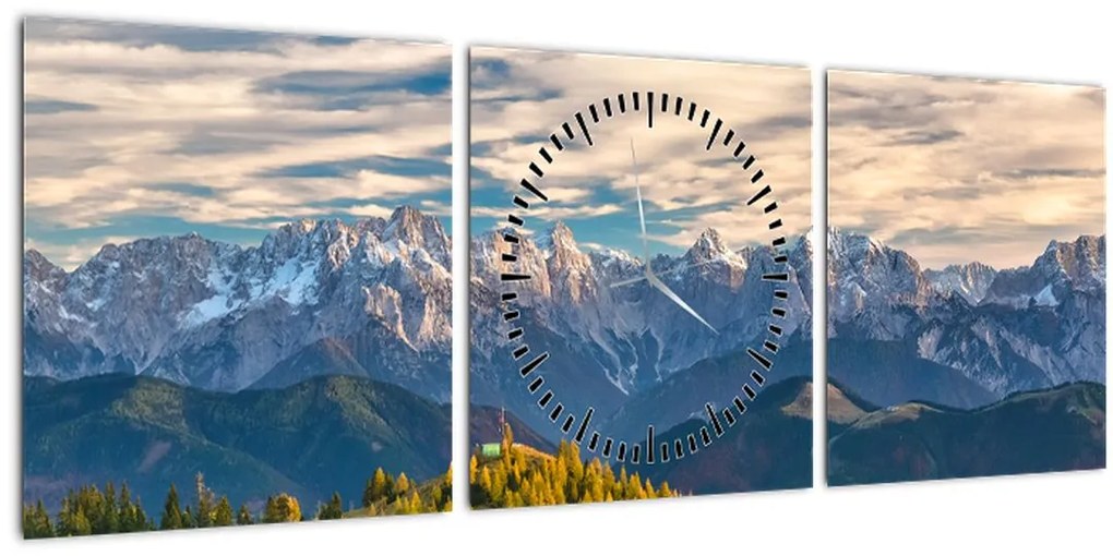 Tablou - panorama montană (cu ceas) (90x30 cm)