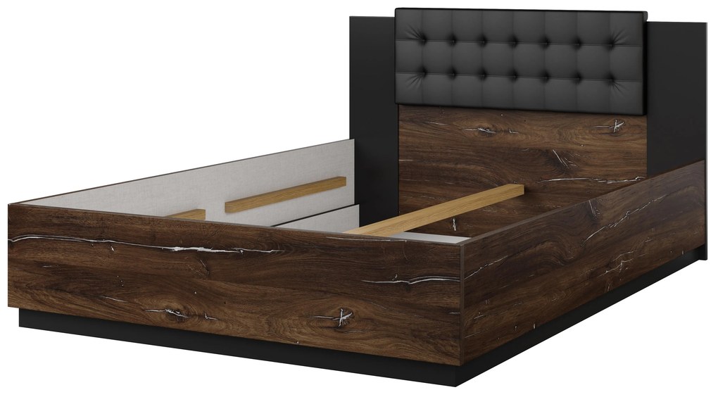 Pat matrimonial 140 cm Signat Typ30 (stejar flagstaff + negru mat). Promo -18%. 1118233