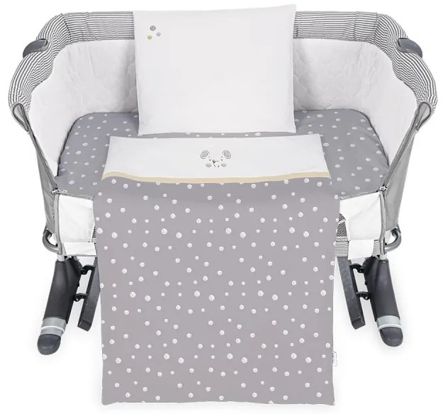 Lenjerie patut cu broderie Mini Cot KikkaBoo Joyful Mice