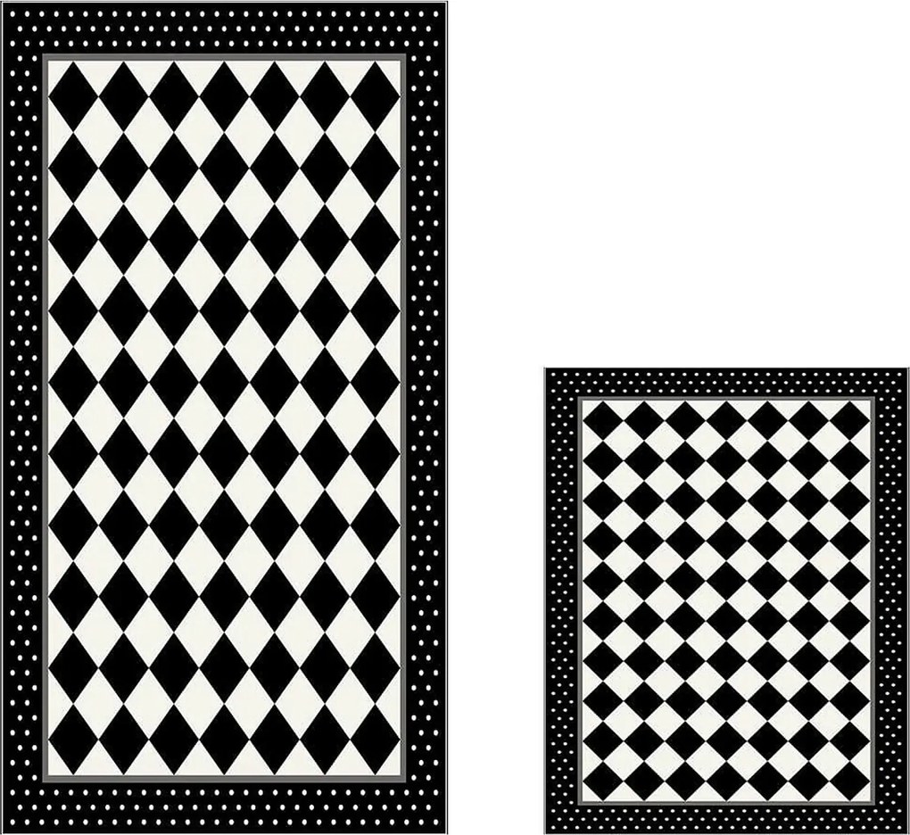 Set 2 covorase baie 510607, forma dreptunghiulara, poliester, negru/al