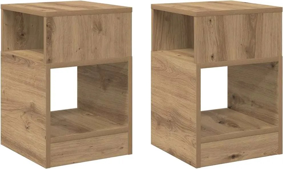 vidaXL Masă laterală 2 pcs Stejar Artizanal 30,5 x 30 x 45 cm