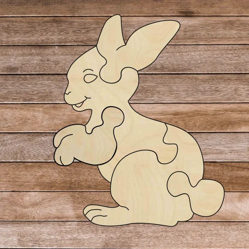 Puzzle educativ montessori din lemn - Lepuraș | SENTOP H020 Plop