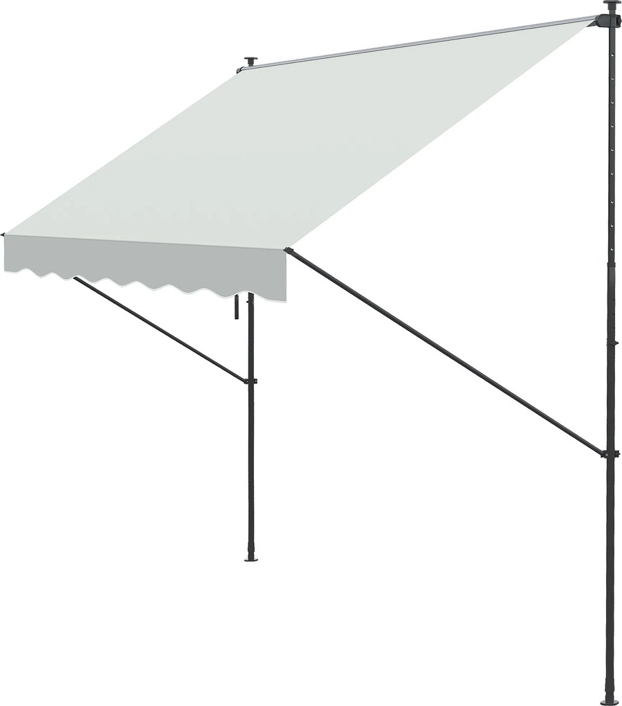 Outsunny Copertină Manuală Retractabilă 300x175x210-310 cm Reglabilă cu Manivelă Protecție Solară UV40+ pentru Balcon Terasă Crem | Aosom Romania