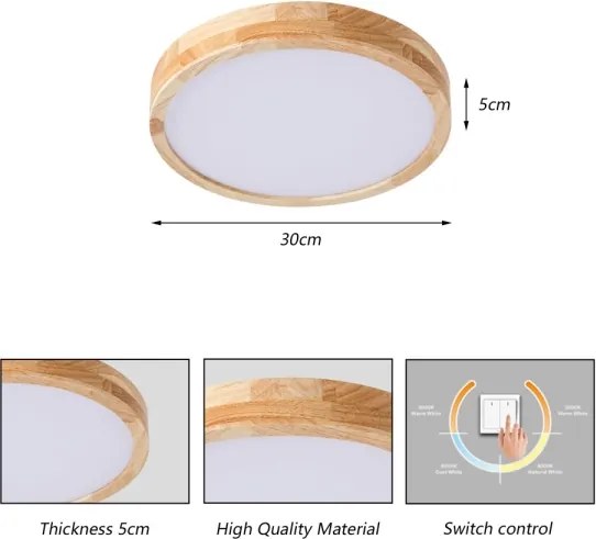 Brilagi - Plafonieră LED WOODLINE LED/24W/230V 3000/4000/6000K stejar Ø 30 cm