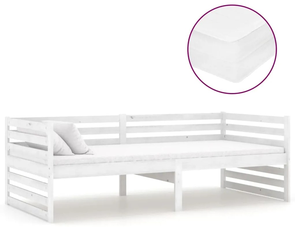 3083645 vidaXL Pat de zi cu saltea, 90x200 cm, lemn masiv de pin