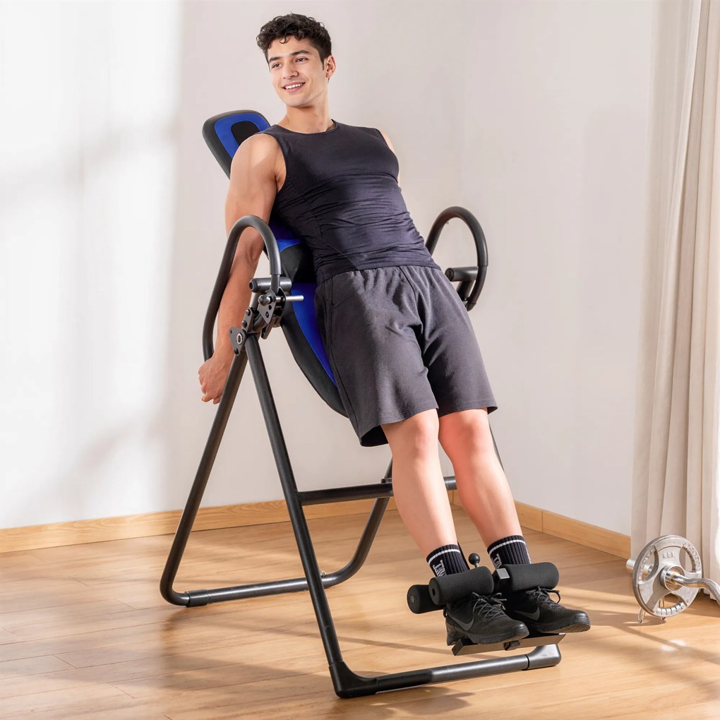 HOMCOM Bancă de Inversie Pliabilă cu Roți și Reglare de la 140-203cm Negru | Aosom Romania
