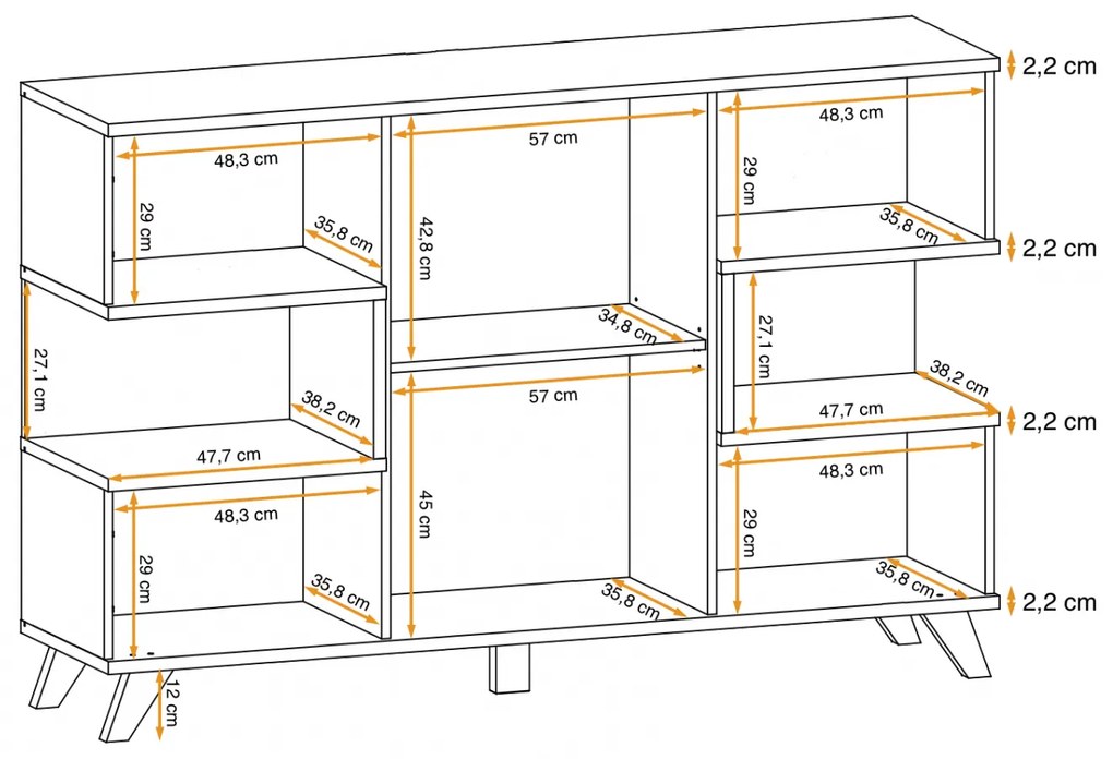 Comoda design modern, usi deschidere prin apasare push open, 160 x 106x 40 cm, stejar  gri mat picioare negre, pentru living, dormitor, birou,Bortis