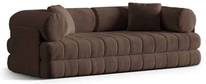 Canapea maro extensibilă cu tapițerie din catifea 206 cm Kemi – Cosmopolitan Design