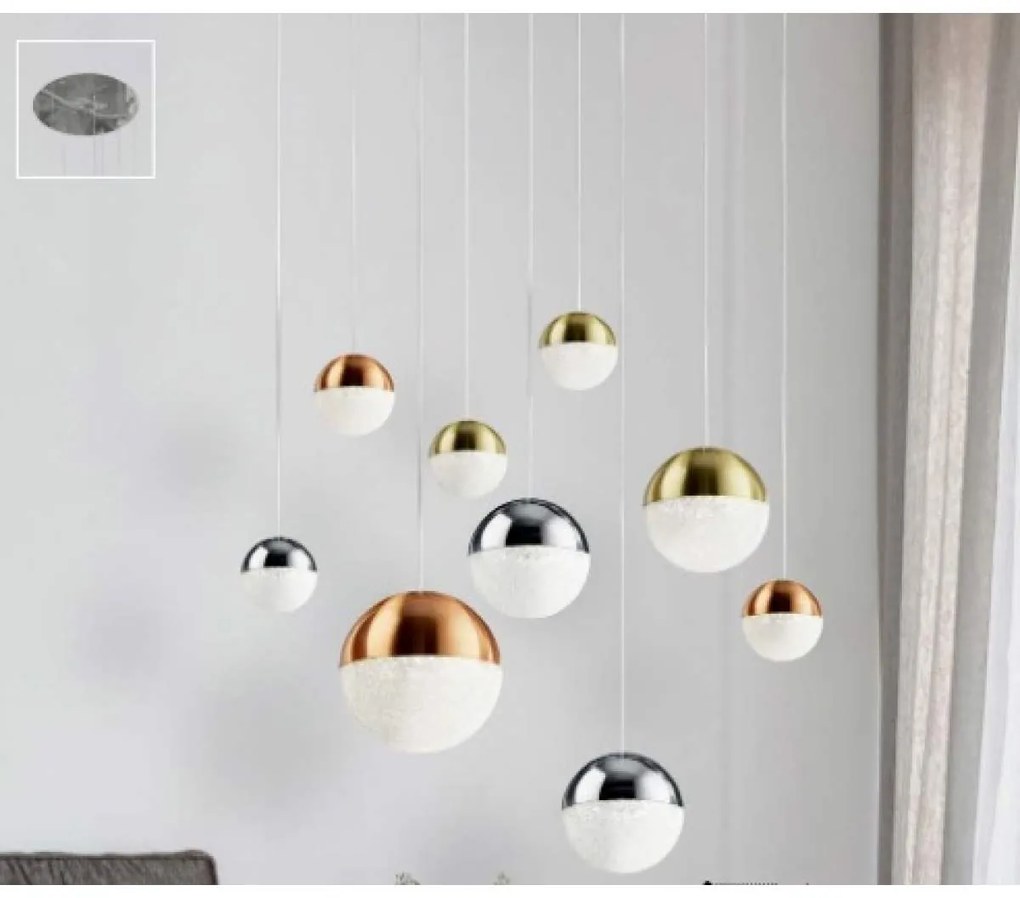 Lustra design modern cu 9 pendule LED Planets 9 4519-9 SRT