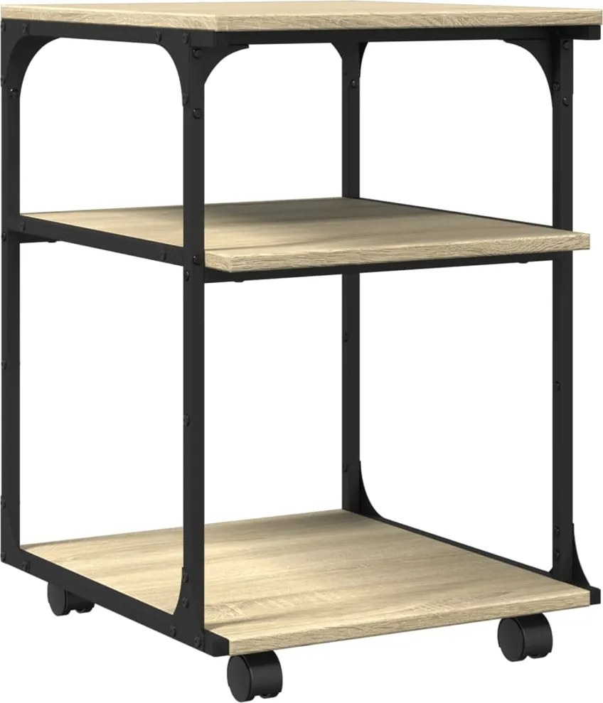vidaXL Suport imprimantă 3 niveluri stejar fumuriu 43x48x64 cm lemn