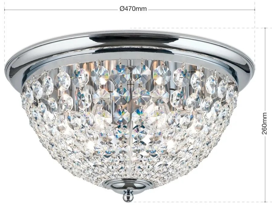 Plafoniera cristal Asfour design elegant lux PLAFOND D-47cm crom