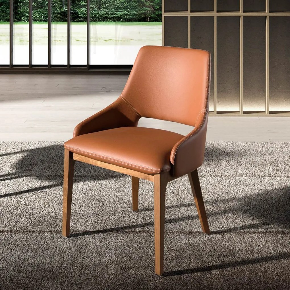Scaun design LUX, Nuc, Piele sintetica, Brown