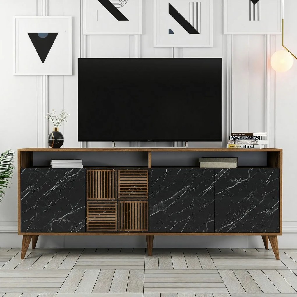 Dulap Milan 2 Walnut and Black Marble