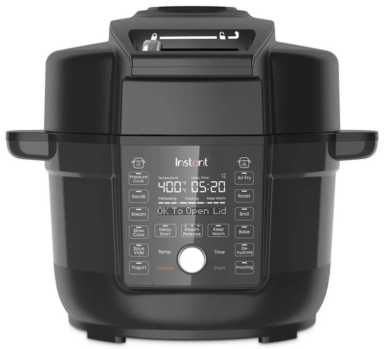 Multicooker si friteuza Instant Pot Duo Crisp Ultimate Lid 140005901, 1500W, 6.2L, 11 programe, coș Ultimate Lid, EvenCrisp, negru