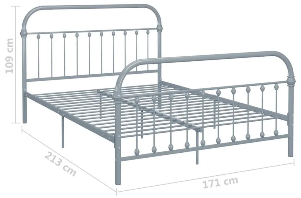 Cadru de pat, gri, 160 x 200 cm, metal Gri, 160 x 200 cm