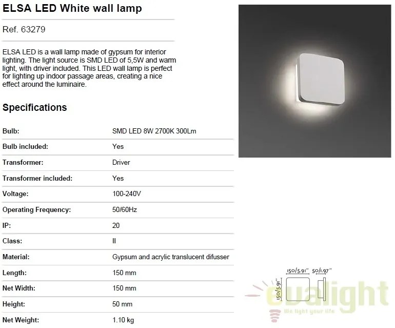 Aplica de perete LED cu lumina ambientala ELSA 63279
