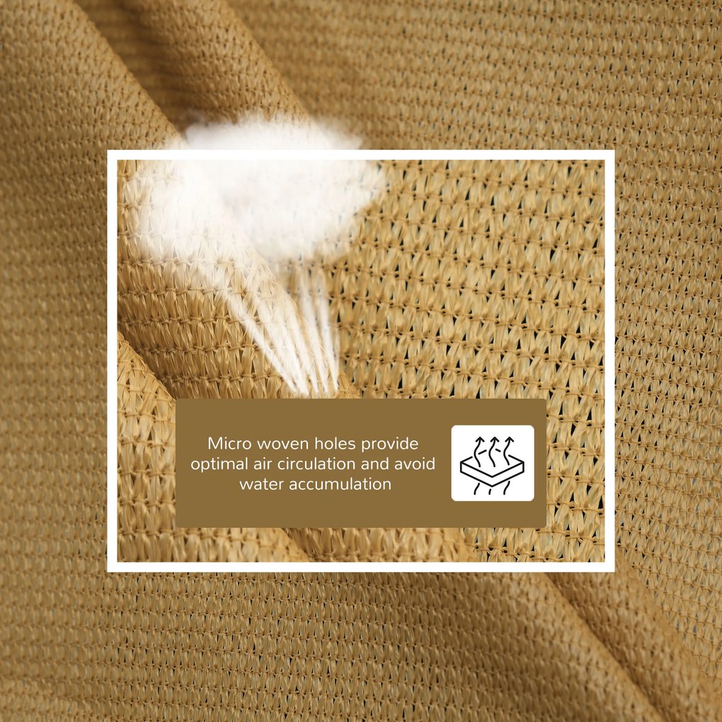 Outsunny Cort Parasolar Dreptunghiular pentru Exterior cu Protecție UV Respirabil cu Frânghii de Fixare, 3x4 m, Bej | Aosom Romania