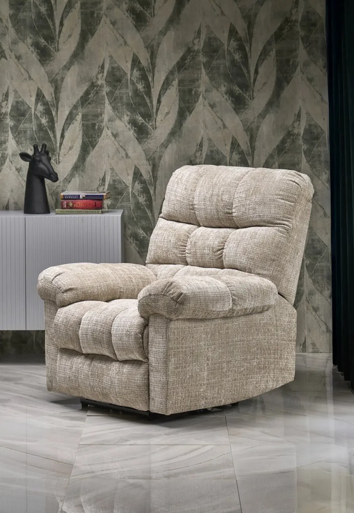 Fotoliu recliner Amore stofa bej H100 cm