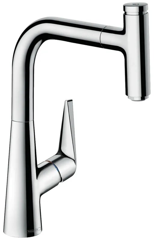 Baterie de bucatarie cu pipa extractibila, Hansgrohe, Talis Select M51 220, crom