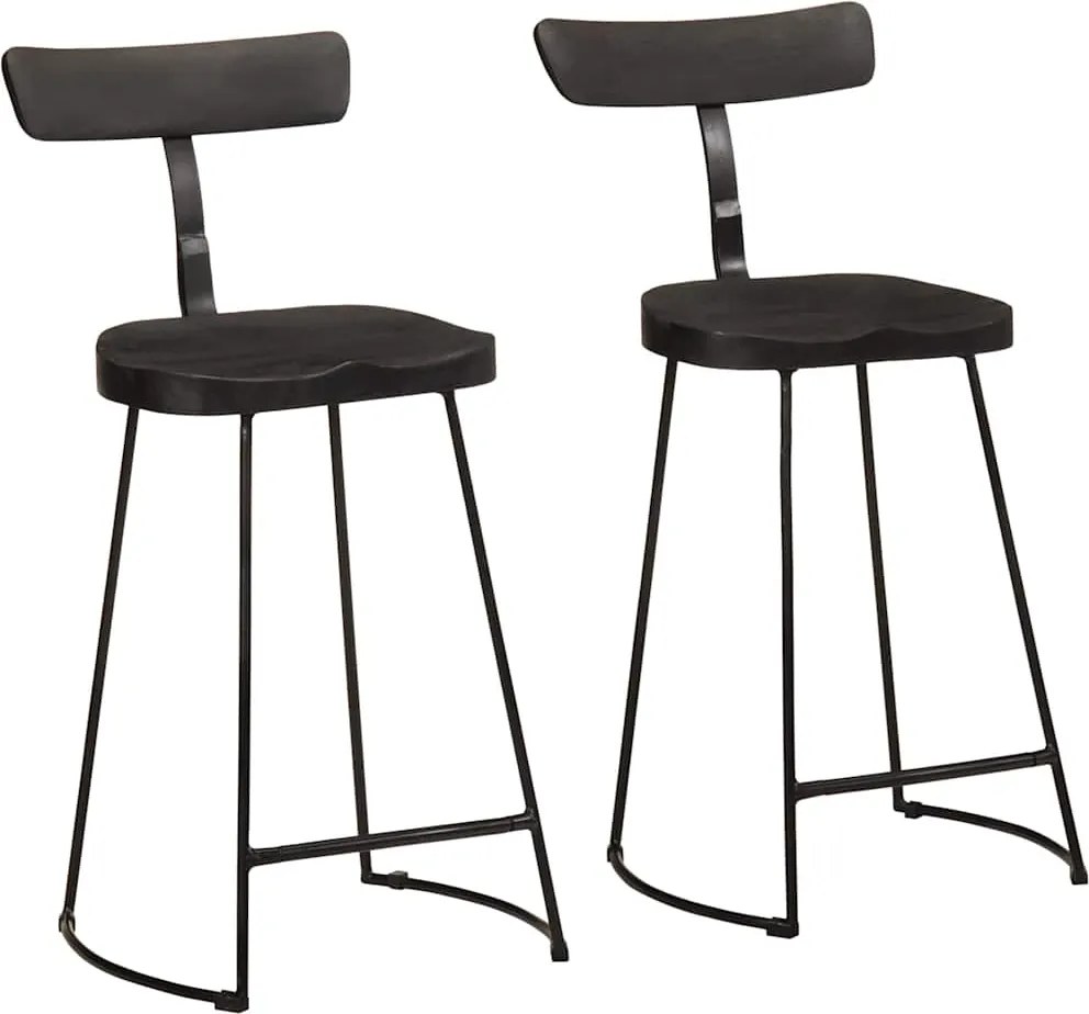 vidaXL Scaune de bar 2 buc Negru 49x43x88 cm lemn masiv de mango