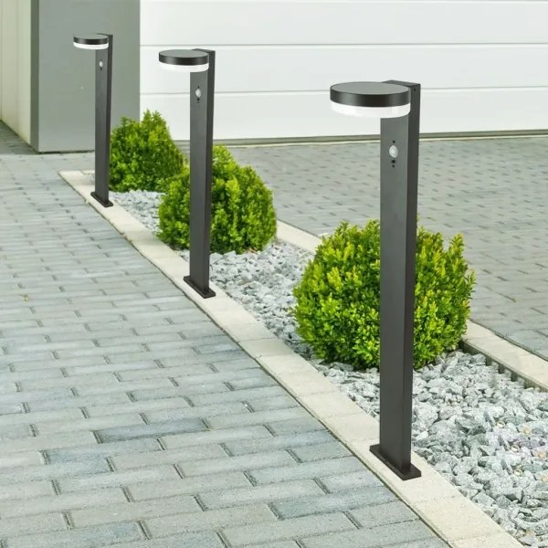 Lampă LED solară cu senzor LED/2W/3,7V IP54 3000K negru rotund