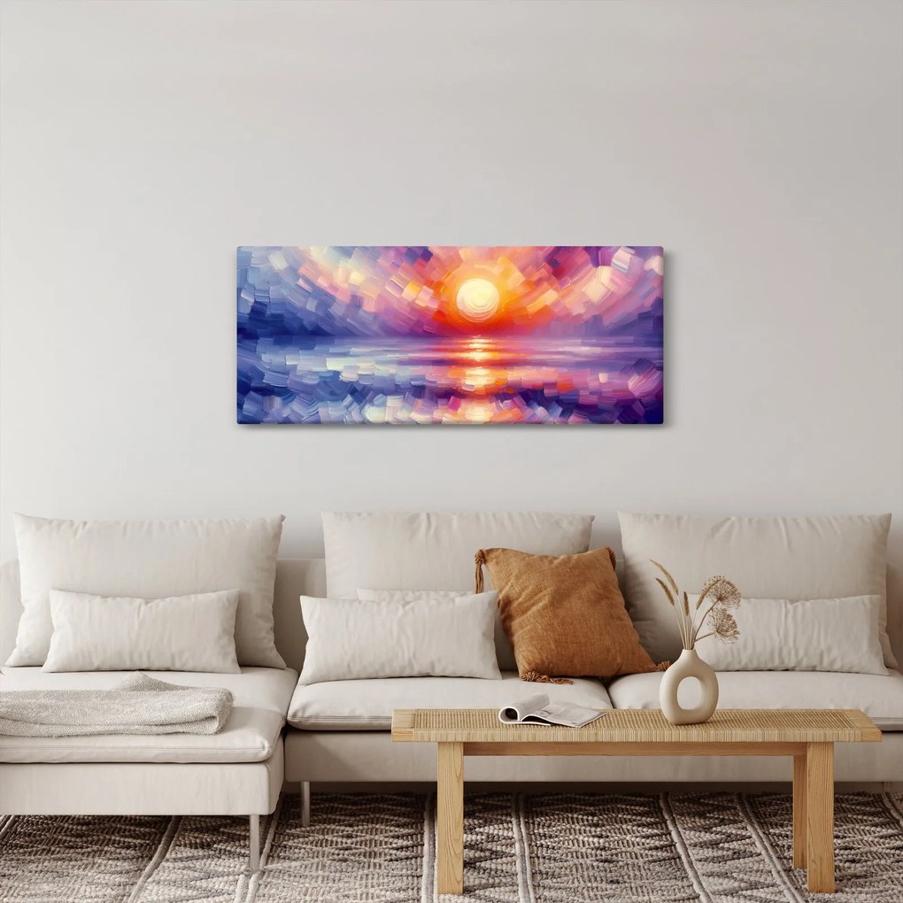 Tablou - Apus de soare artistic colorat (120x50 cm)