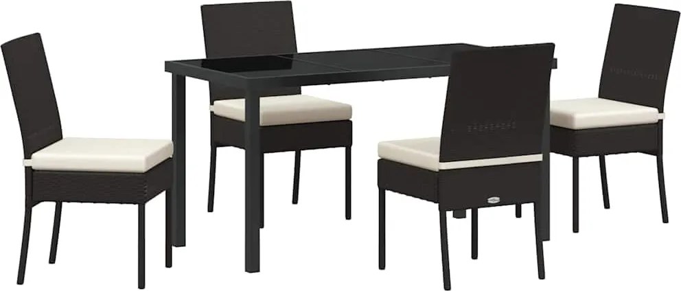 vidaXL Set de masă pentru grădină 5 pcs Negru