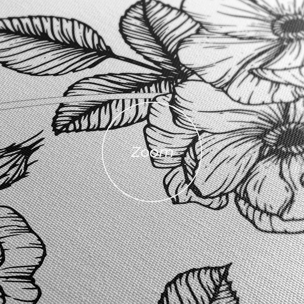 Tablou Canvas, 50x70cm, Dormitor si Living, Flori, Flori desenate, Roses Black Line