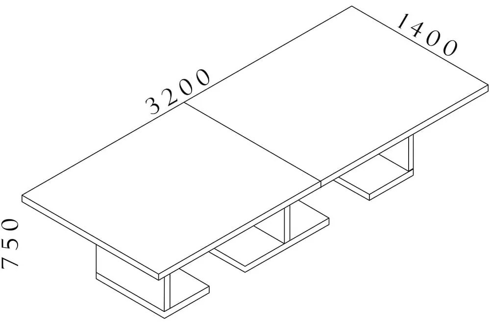 Masa de intalnire Lineart 320 x 140 cm, ulm deschis