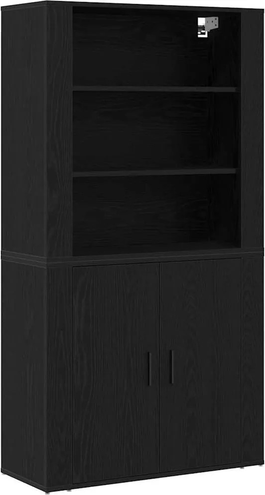 vidaXL Bufet Stejar Negru 80 x 33 x 150 cm Lemn compozit