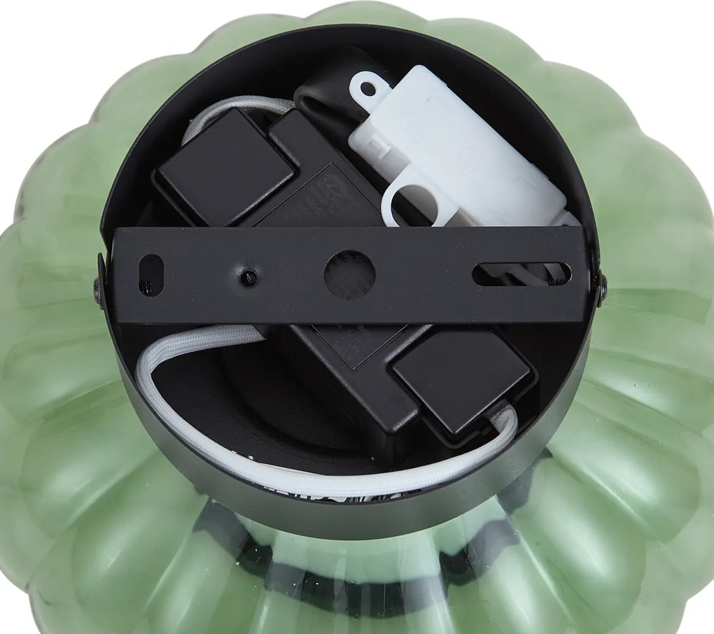 Plafonieră de design neagră 18cm cu sticlă verde, inclusiv LED reglabil în 3 trepte - Margherite