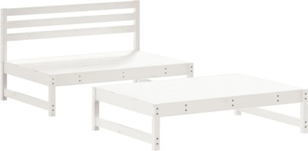 vidaXL Set mobilier relaxare grădină, 2 piese, alb, lemn masiv de pin