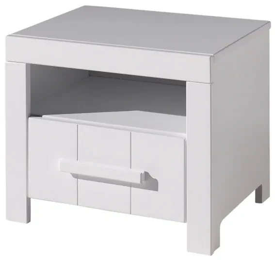 Set Mobilier Cameră Copii ERIK, pat 90x200 cm, dulap cu 3 uși, noptieră și sertar, alb – Vipack
