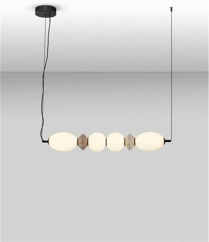 Pendul LED decorativ ceramic mocha, gri, alb, PALLINA
