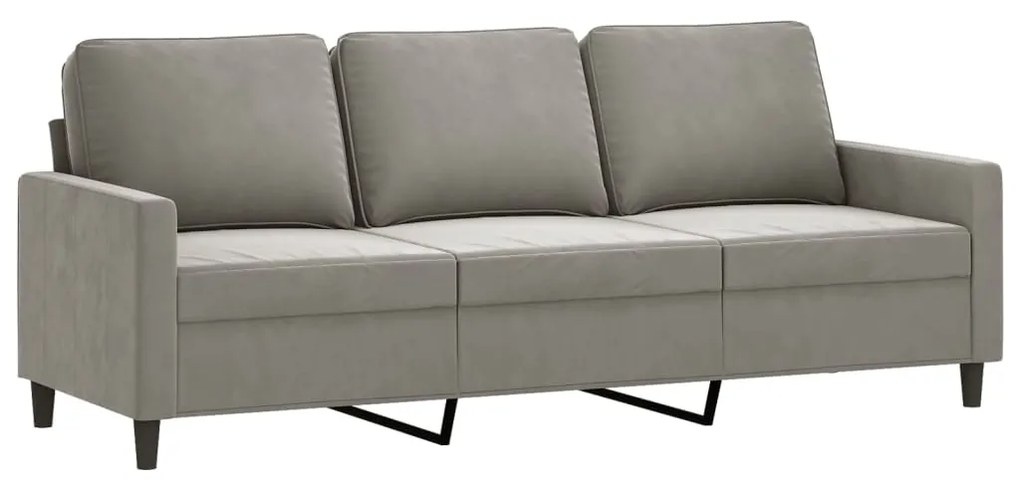 348755 vidaXL Canapea cu 3 locuri, gri deschis, material 180CM catifea