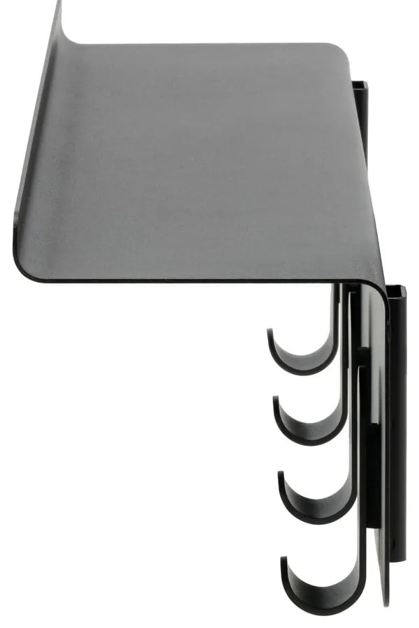 Cuier de perete negru cu raft din oțel 11,5 cm A-Hallway – Zone